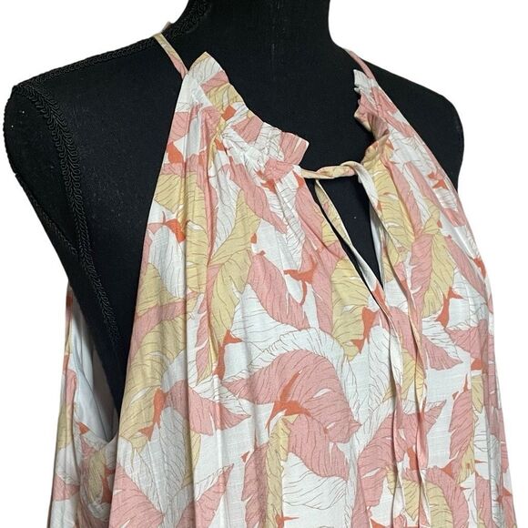 Nine West Palm Print Tiered Peasant Ankle Length Maxi Dress N0475 - Picture 3 of 8